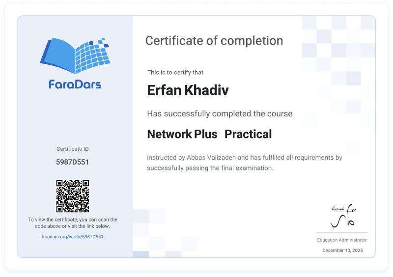Certificate: Network Plus and Practical Networking Fundamentals